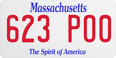 MA license plate 623PO0