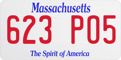 MA license plate 623PO5