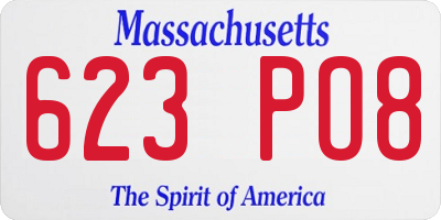MA license plate 623PO8