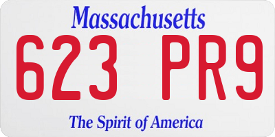 MA license plate 623PR9