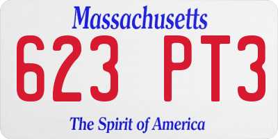 MA license plate 623PT3