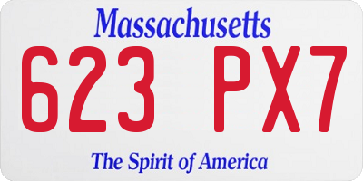 MA license plate 623PX7