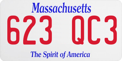 MA license plate 623QC3