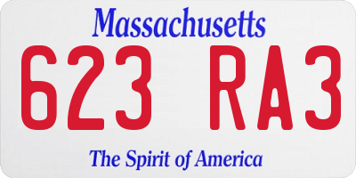 MA license plate 623RA3