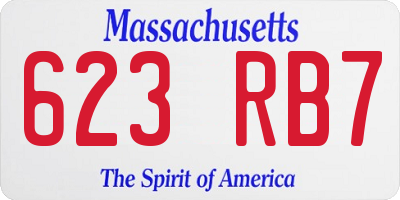 MA license plate 623RB7