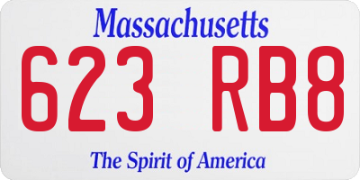MA license plate 623RB8