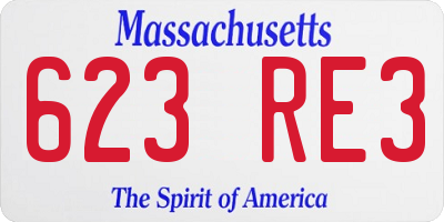 MA license plate 623RE3