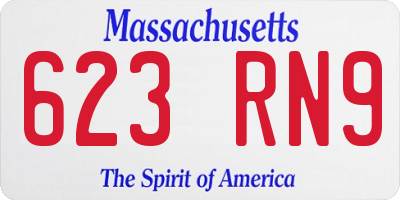 MA license plate 623RN9