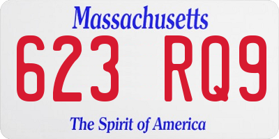 MA license plate 623RQ9