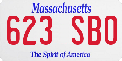 MA license plate 623SB0