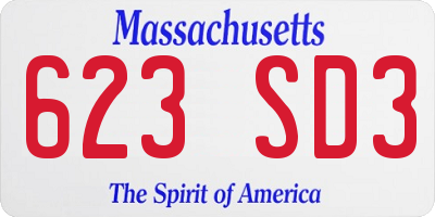 MA license plate 623SD3