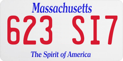 MA license plate 623SI7