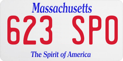 MA license plate 623SP0