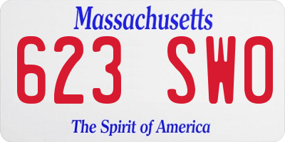 MA license plate 623SW0