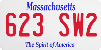 MA license plate 623SW2
