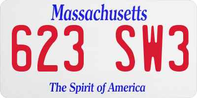 MA license plate 623SW3