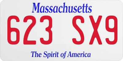 MA license plate 623SX9