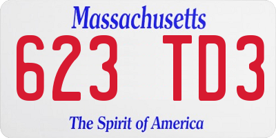 MA license plate 623TD3