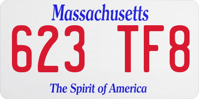 MA license plate 623TF8