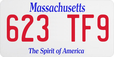 MA license plate 623TF9