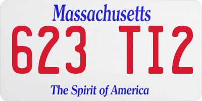 MA license plate 623TI2