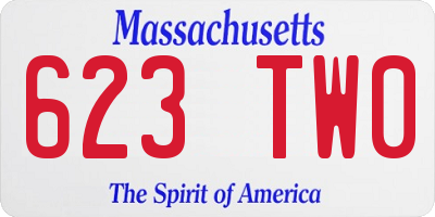 MA license plate 623TW0