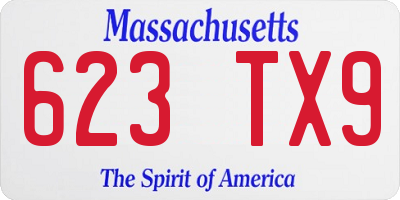 MA license plate 623TX9