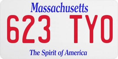 MA license plate 623TY0