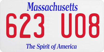 MA license plate 623UO8