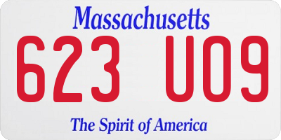 MA license plate 623UO9