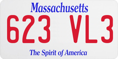 MA license plate 623VL3