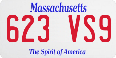 MA license plate 623VS9
