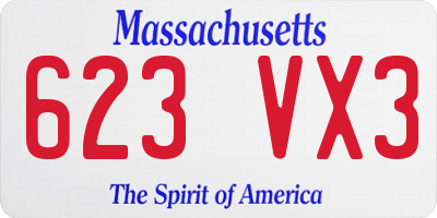 MA license plate 623VX3