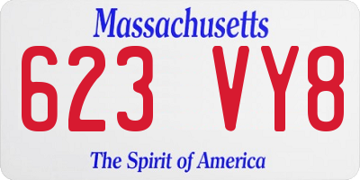 MA license plate 623VY8