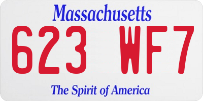 MA license plate 623WF7