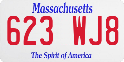 MA license plate 623WJ8