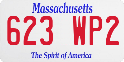 MA license plate 623WP2