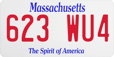 MA license plate 623WU4