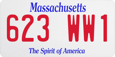 MA license plate 623WW1