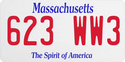 MA license plate 623WW3