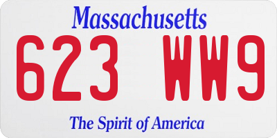 MA license plate 623WW9