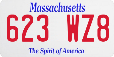 MA license plate 623WZ8