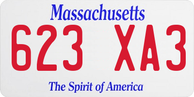 MA license plate 623XA3
