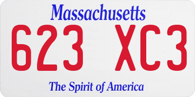 MA license plate 623XC3