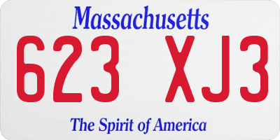 MA license plate 623XJ3