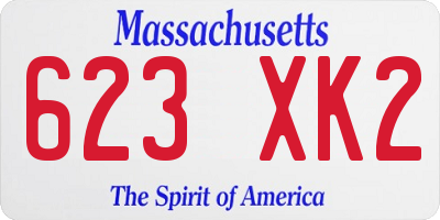 MA license plate 623XK2