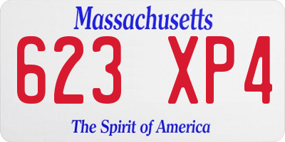 MA license plate 623XP4