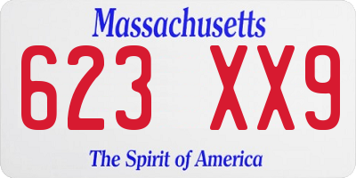MA license plate 623XX9