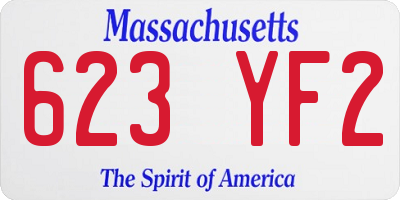 MA license plate 623YF2