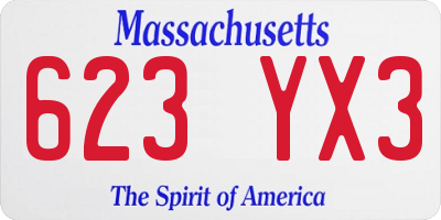 MA license plate 623YX3